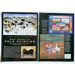 Vintage 1999 New American Folk Art 2 Page Cut Advertisement Print Ad
